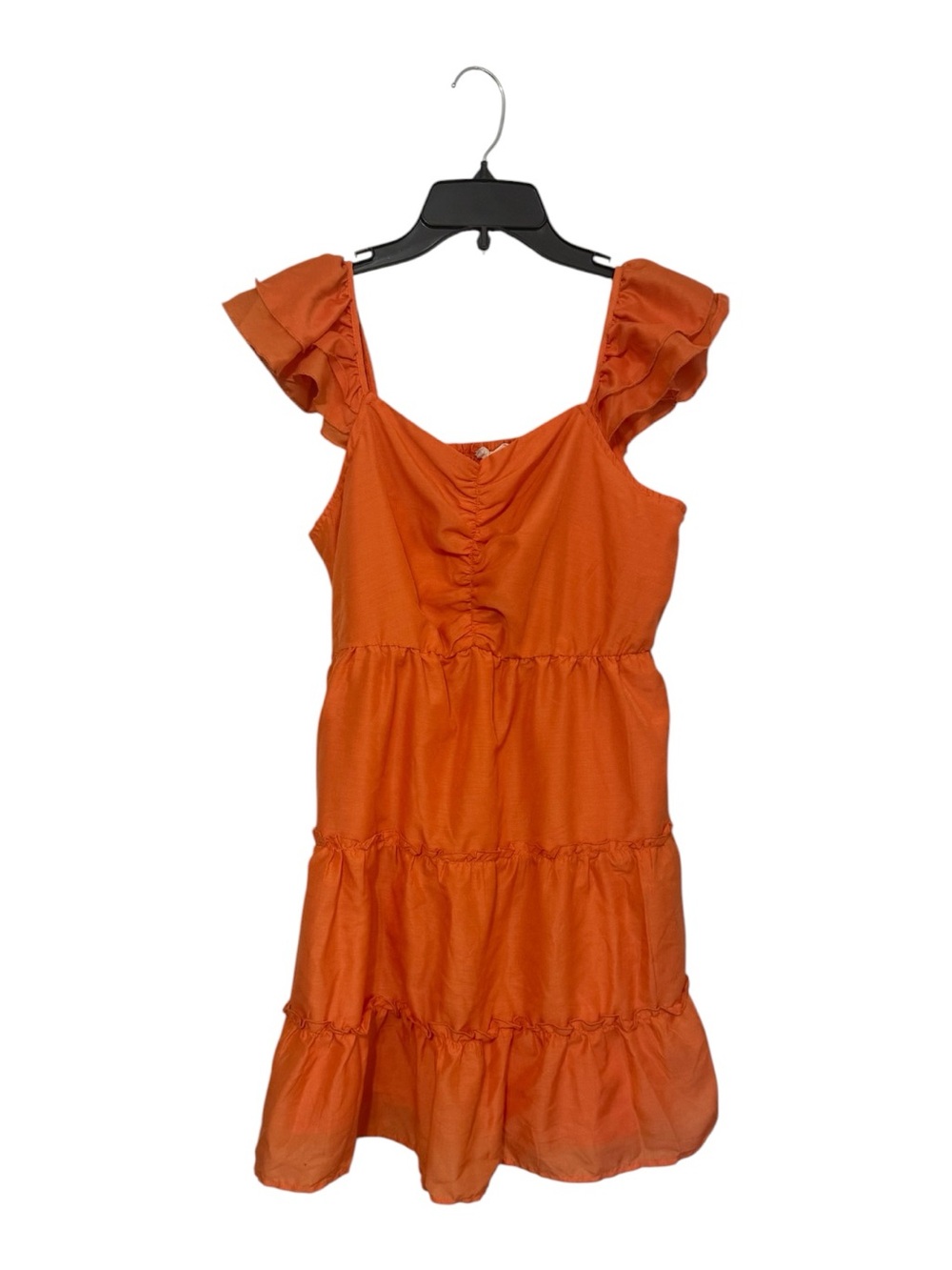 Altar'd State Orange Ruffle Sleeve Mini Dress